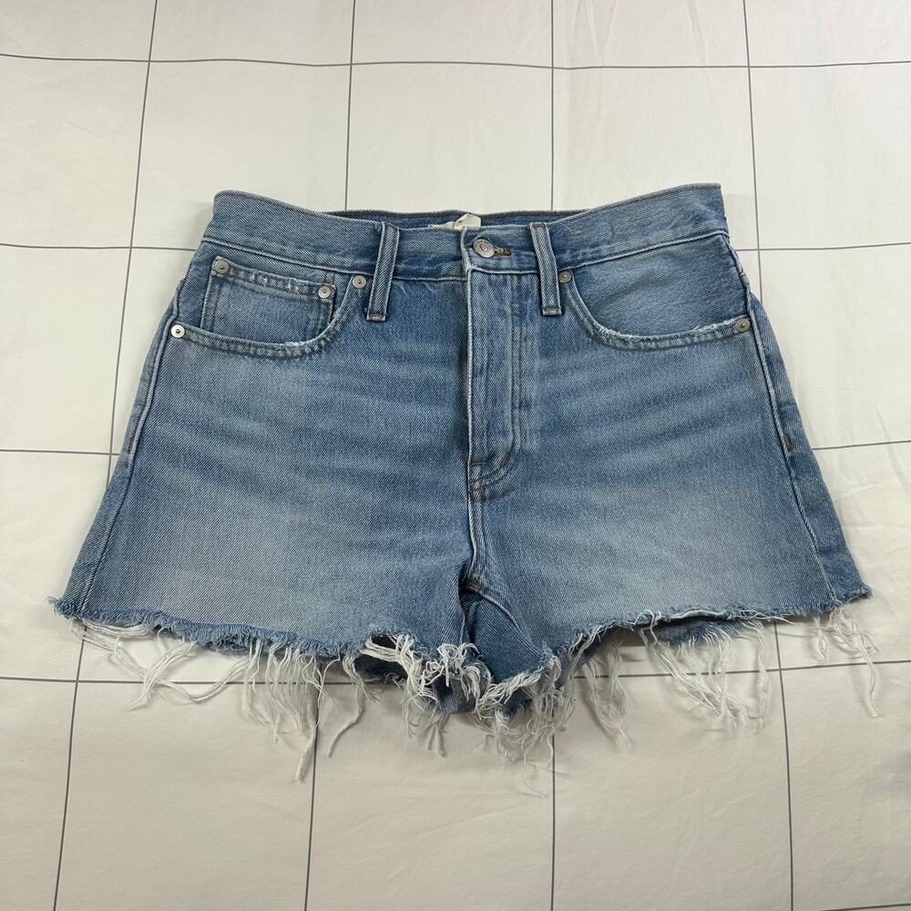 Madewell Shorts Womens 26 Blue Relaxed Denim Button Fly Cut Off Distressed Jean